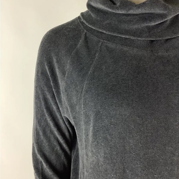 Athleta Sz S Velour Cowlneck Sweatshirt Gray Cotton Nylon Pullover Style - Picture 3 of 7